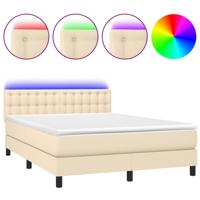 Boxspring met matras en LED stof crèmekleurig 160x200 cm - thumbnail