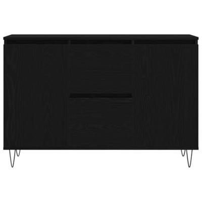 Dressoir met lade Zwart Eiken 101,5 x 35 x 70 cm Bewerkt hout