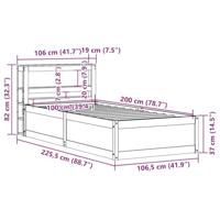 Bedframe met hoofdbord massief grenenhout wasbruin 100x200 cm - thumbnail