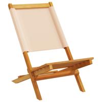 Tuinstoelen 6 st inklapbaar stof en massief hout beige - thumbnail