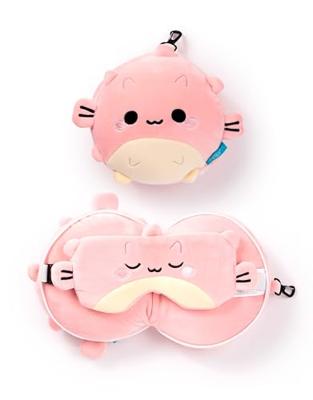 Relaxeazzz Adoramals Puff de Kogelvis Rond Reiskussen & Slaapmasker