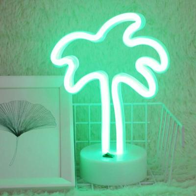 Kokosnoot boom romantische Neon LED vakantie licht met houder Warm Fairy decoratieve Lamp nachtlampje voor kerst huwelijk Party slaapkamer (groen