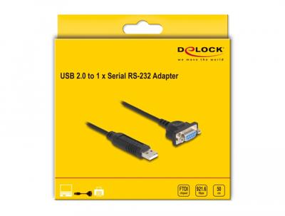 Delock USB 2.0 Adapter [1x USB-A 2.0 stekker - 1x Serieel 9-polig] 66453 0.5 m - thumbnail