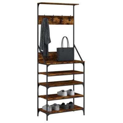 VidaXL Kledingrek met schoenenrek 70x34x184 cm gerookt eikenkleurig VidaXL Kledingrek met schoenenrek 70x34x184 cm gerookt eikenkleurig