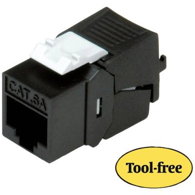 ROLINE Cat.6A (Klasse EA) Keystone, niet afgeschermd, zonder gereedschap, compact, zwart