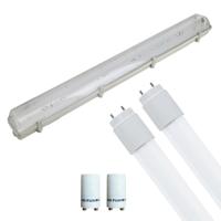 LED TL Armatuur met T8 Buis Incl. Starter - Aigi Hari - 150cm Dubbel - 44W - Helder/Koud Wit 6400K - Waterdicht IP65 - thumbnail