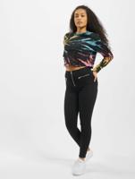 Urban Classics / trui Ladies Tie Dye Cropped in zwart - thumbnail
