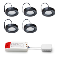 Set Led opbouwspot Adria zwart 3W dimbaar IP44 3-6 stuks - thumbnail