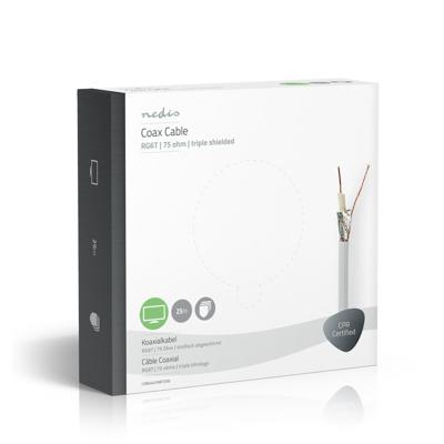 Coaxkabel | RG6T | 25,0 m | Wit