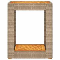 Tuinbijzettafel met houten blad 60x40x75 cm poly rattan beige - thumbnail