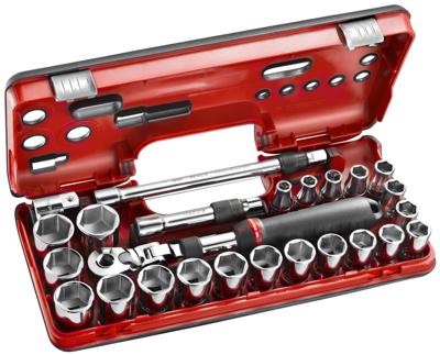 Facom complete koffer 1/2" 6-kant, 25-delig met uitschuifbare ratel met stofdichte scharnierende kop en vergrendeling sxl.171 - SXL.DBOX3PB Facom complete koffer 1/2" 6-kant, 25-delig met uitschuifbare ratel met stofdichte scharnierende kop en vergrendeling sxl.171 - SXL.DBOX3PB