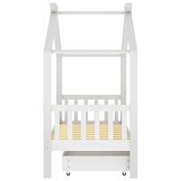 Kinderbedframe met lade massief grenenhout wit 80x160 cm - thumbnail