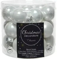 Kerstballen Glas Ø2,5cm Winter Wit 24st - thumbnail