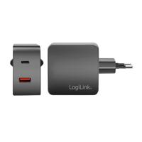 LogiLink Dubbele USB-oplader, 1 x USB-A, 1 x USB-C, GaN (galliumnitrid) voor hoge efficiëntie tot 45 W, PPS-opladen (programmeerbare voeding), PowerDelivery & QuickCharge - thumbnail