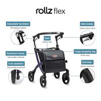 Rollz Flex 2 rollator classic (7,4 kg) | Rollator met grote boodschappentas | Matt Black | Lichtgewicht rollator | 3010RF0012 - thumbnail