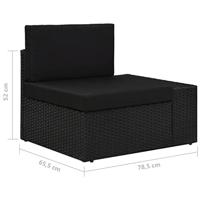 3-delige Loungeset poly rattan zwart - thumbnail