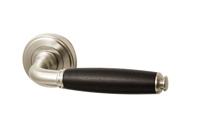 Hardbrass Deurkruk Arezzo op rozet - mat nikkel/ebbenhout - thumbnail