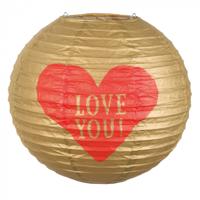 Papieren lampion Love met draadstalen frame (25 cm) - thumbnail