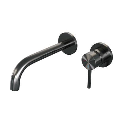 Brauer Gunmetal Edition Inbouw Wastafelmengkraan met Gebogen Uitloop en Rozetten Model A1 Gunmetal Geborsteld PVD