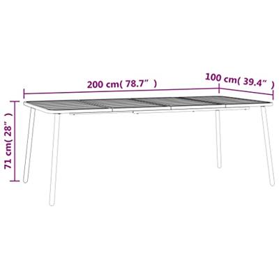 Tuintafel 200x100x71 cm staal antracietkleurig