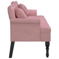Bankje met kussens 120,5x65x75 cm fluweel roze - thumbnail
