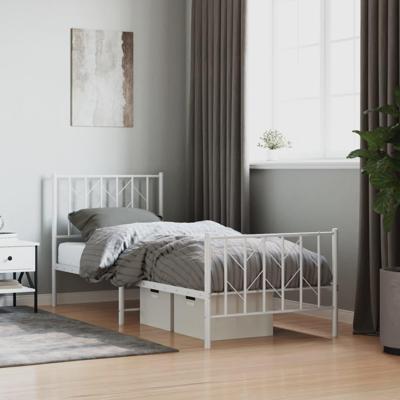 Bedframe met hoofd- en voeteneindemetaal wit 80x200 cm