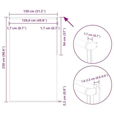 Rolgordijn verduisterend 130x230 cm stofbreedte 126,6 cm