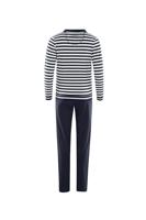 Gestreept dames huispak Hajo blauw - thumbnail