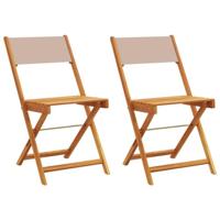Bistrostoelen 2 st massief acaciahout en stof taupe - thumbnail