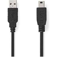 Nedis CCGL60300BK30 Usb-kabel Usb 2.0 Usb-a Male Usb Mini-b 5-pins Male 480 Mbps Vernikkeld 3.00 M Rond Pvc Zwart Label - thumbnail