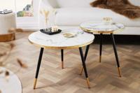 industrieele bijzettafel CONCIERGE 45 cm salontafel met sheeshamhout en steenafwerking - 42543 - thumbnail