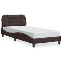Bedframe zonder matras 90x200 cm stof donkerbruin - thumbnail