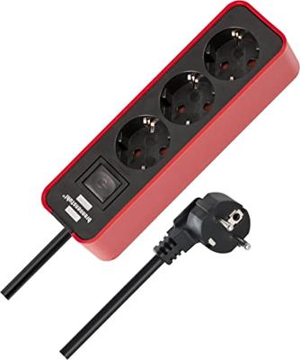 Brennenstuhl 1153230070 Stekkerdoos met schakelaar 3-voudig Rood/zwart Randaarde stekker 1 stuk(s)