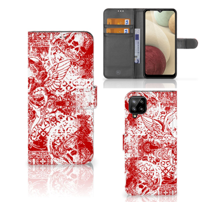Telefoonhoesje met Naam Samsung Galaxy A12 Angel Skull Rood Telefoonhoesje met Naam Samsung Galaxy A12 Angel Skull Rood