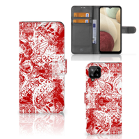 Telefoonhoesje met Naam Samsung Galaxy A12 Angel Skull Rood - thumbnail