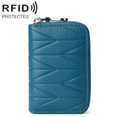 KB191 rits koeienhuid lederen orgel vorm meerdere kaartsleuven anti-magnetische RFID portemonnee Clutch tas voor dames (aqua blauw) KB191 rits koeienhuid lederen orgel vorm meerdere kaartsleuven anti-magnetische RFID portemonnee Clutch tas voor dames (aqua blauw)