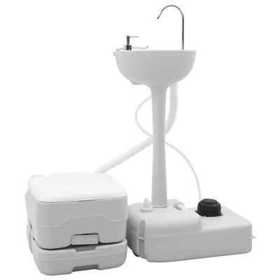 Camping Toilet 2 pcs Grijs en Wit 50.5 x 33 x 103 cm