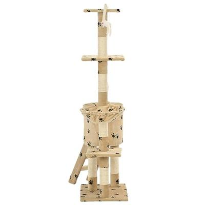 VidaXL Kattenkrabpaal met sisal krabpalen 138 cm pootafdrukken beige