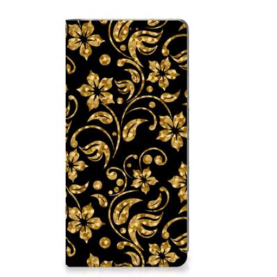 Xiaomi Redmi Note 12 Pro Plus Smart Cover Gouden Bloemen Xiaomi Redmi Note 12 Pro Plus Smart Cover Gouden Bloemen