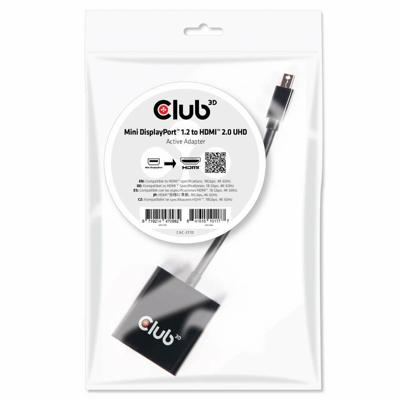 club3D CAC-2170 Mini-displayport Adapter [1x Mini-DisplayPort stekker - 1x HDMI-bus] Zwart 0 mm