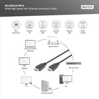 Digitus AK-330114-050-S HDMI-kabel HDMI Aansluitkabel HDMI-A-stekker, HDMI-A-stekker 5.00 m Zwart Vergulde steekcontacten - thumbnail