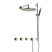 Hotbath Cobber - CB7067 - Inbouw Regendoucheset - Geborsteld Nikkel - 2 Stopkranen - Thermostatisch - Wandarm 40 cm - Hoofddouche 300 mm - Staafhanddouche - Glijstang 900 mm - met M106 - Waterbesparend - thumbnail