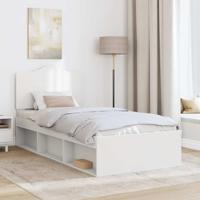 Bedframe met hoofdeinde Wit 90 x 190 cm Massief grenenhout - thumbnail