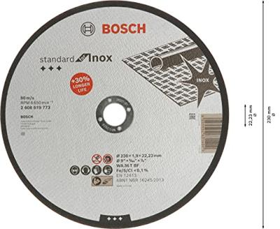 Bosch Accessoires Doorslijpschijf Standard for Inox 230x1.9x22.23mm recht - 2608619773 Bosch Accessoires Doorslijpschijf Standard for Inox 230x1.9x22.23mm recht - 2608619773
