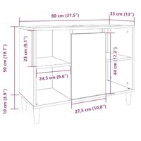 Badkamerkast 80x33x60 cm bewerkt hout artisanaal eikenkleur - thumbnail