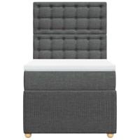 Boxspring met matras stof donkergrijs 100x200 cm - thumbnail