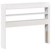 Bedframe met hoofdbord massief grenenhout wit 120x190 cm - thumbnail