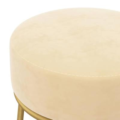 Hocker rond fluweel abrikooskleurig - thumbnail