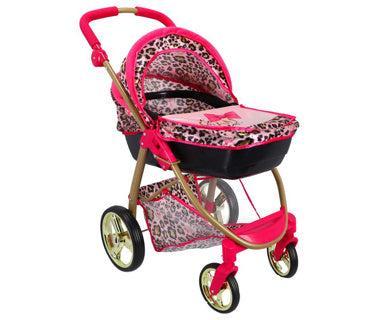 The Glam Crew 2in1 Poppenwagen Bella met Luipaardprint Roze/Goud