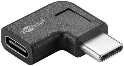 Goobay 45402 USB-C 90° schuine OTG Super Speed adapter voor de aansluiting van USB-C oplaadkabels - voert USB-C-kabel naar links of rechts af